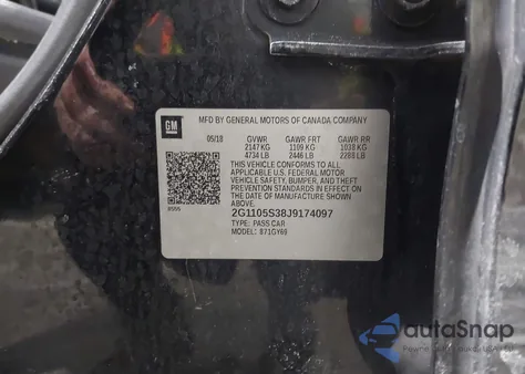 2018 Chevrolet Impala 1Lt z USA, uszkodzony, nr VIN 2G1105S38J9174097